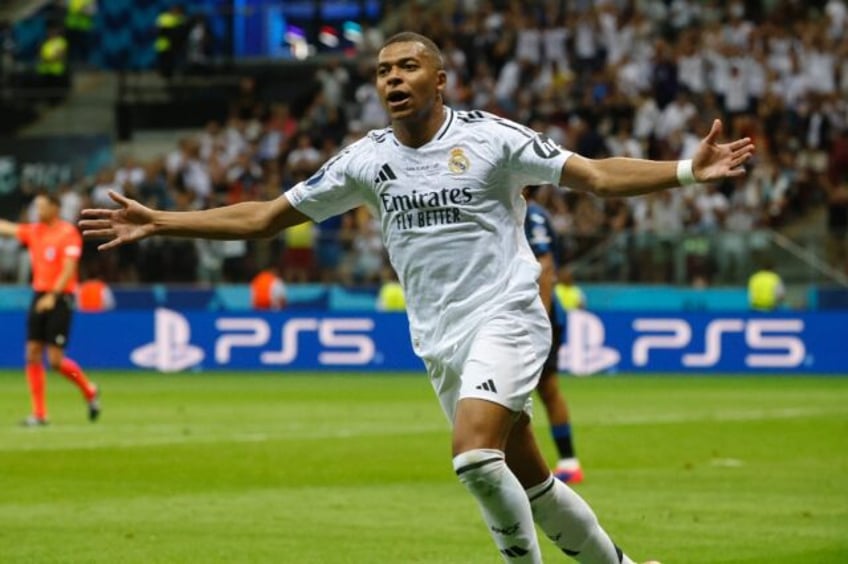 Kylian Mbappe scored Madrid's second goal on his debut for the club in their win over Atal