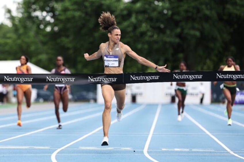 American Sydney McLaughlin-Levrone competes at the New York City Grand Prix athletics meet