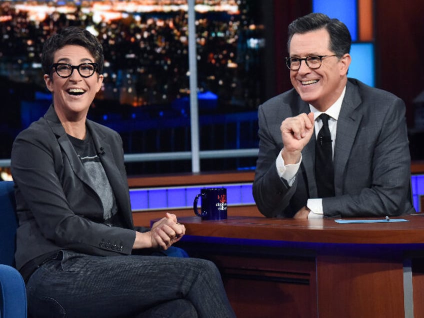NEW YORK - OCTOBER 1: The Late Show with Stephen Colbert and guest Rachel Maddow during Tu
