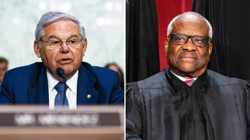 media figures post identical talking points equating menendez indictment with clarence thomas accusations