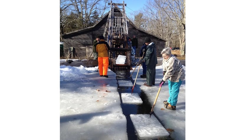 Ice harvest in Maine