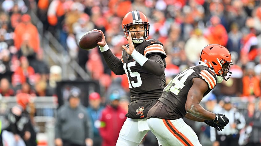 Joe Flacco looks to make a pass