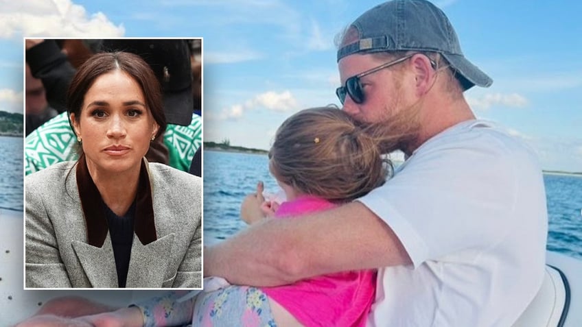 Prince Harry and daughter Lilibet ride in a boat, Meghan Markle at an event.