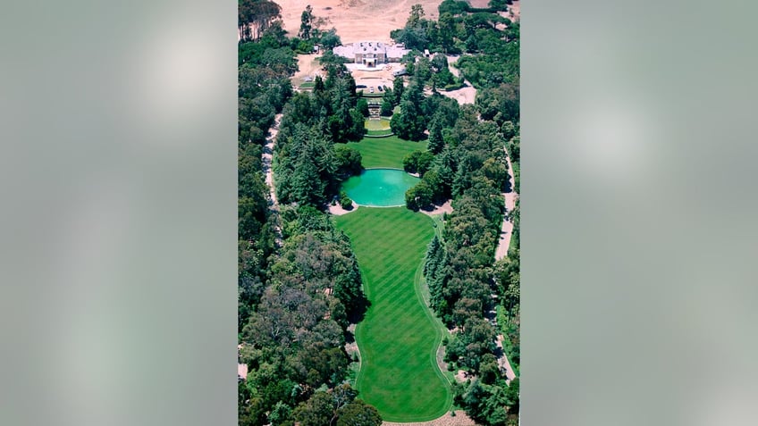 An aerial view of Oprah Winfrey's mansion.