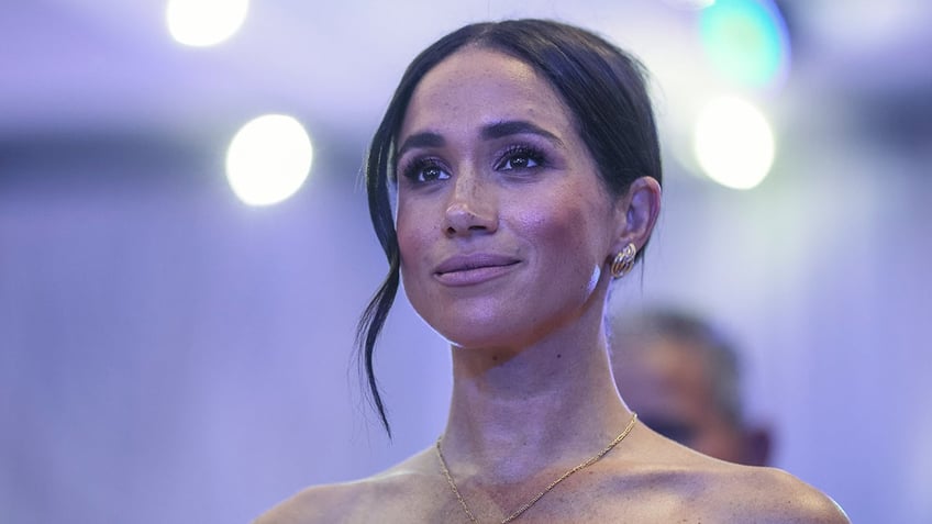 Duchess of Sussex Meghan Markle wears strapless gown