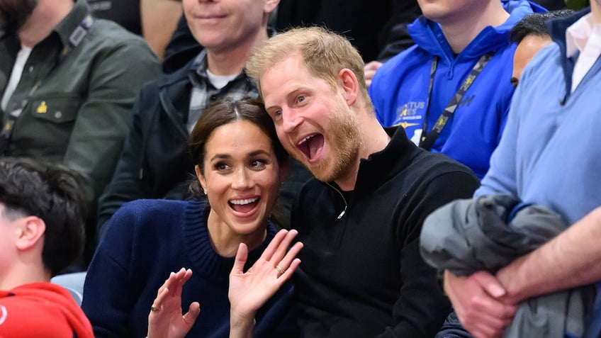 Meghan Markle and Prince Harry making funny faces