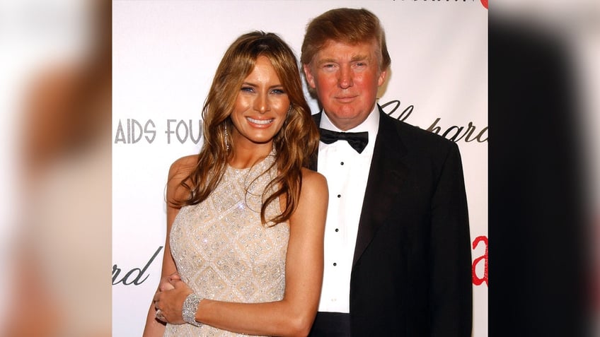 Melania Trump and Donald Trump during 13th Annual Elton John AIDS Foundation Oscar Party Co-hosted by Chopard - Arrivals at Pacific Design Center in Los Angeles, California, United States.