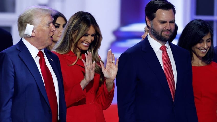 Republican presidential candidate, former U.S. President Donald Trump, Former first lady Melania Trump, Republican vice presidential candidate, U.S. Sen. J.D. Vance (R-OH), Usha Chilukuri Vance, wife of J.D. Vance