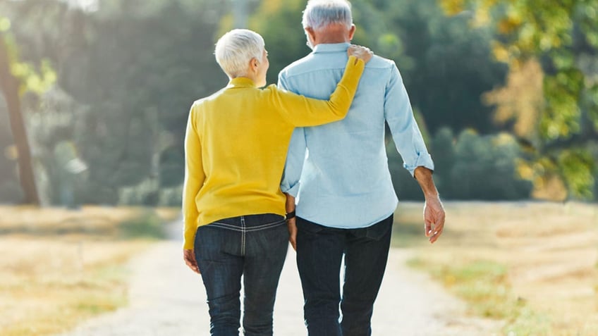 Older couple walking