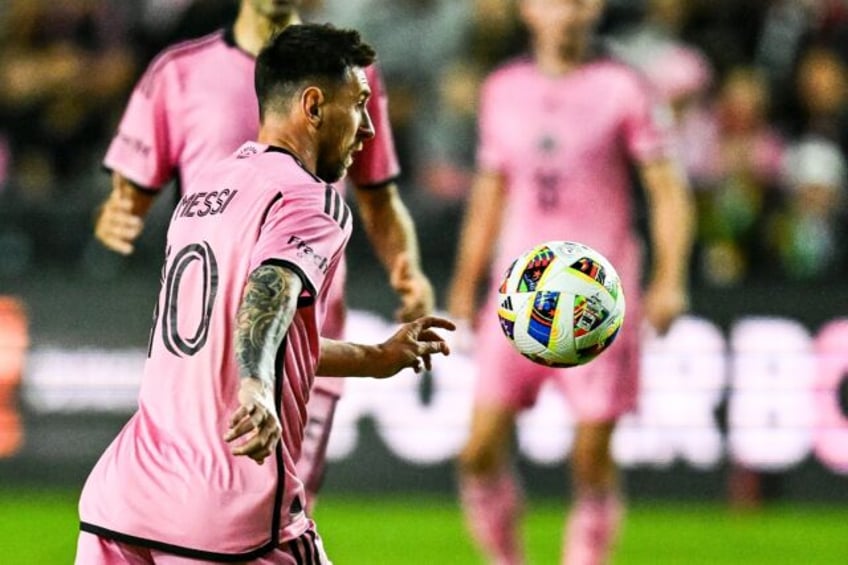 Inter Miami's Argentine forward Lionel Messi controls the ball during the club's MLS seaso