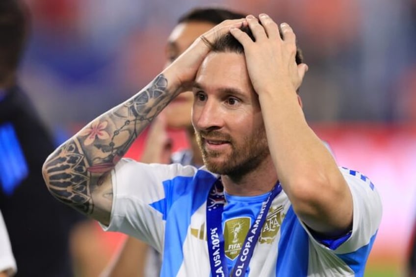 Lionel Messi, reacting after Argentina's victory in Sunday's Copa America final, will miss