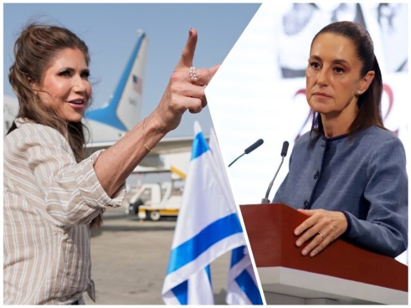 DHS Secretary Kristi Noem and Mexican President Claudia Sheinbaum (FILE: Getty Images)