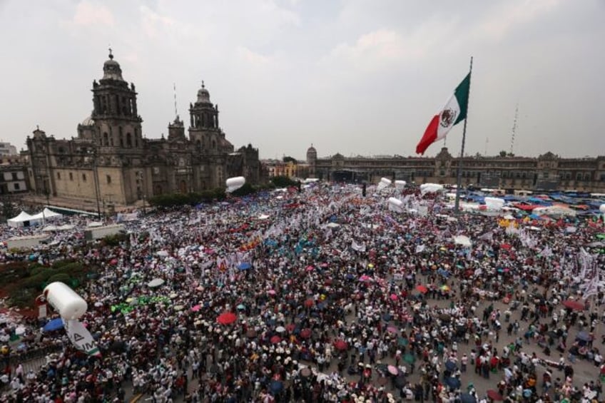 Supporters of Mexican ruling-party presidential candidate Claudia Sheinbaum gather for her