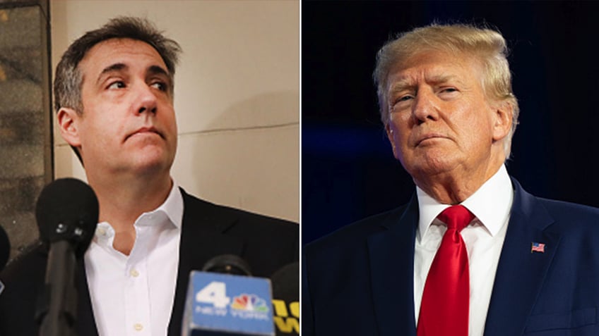 Michael Cohen and Donald Trump split image