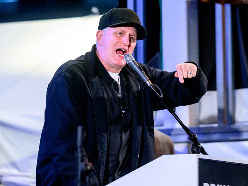 TEL AVIV, ISRAEL - FEBRUARY 24: Michael Rapaport speaks to the crowd as people gather outs