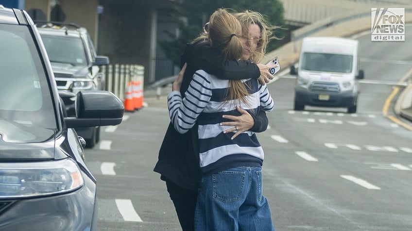 Michelle Troconis drops off a family member at Newark Liberty International Airport