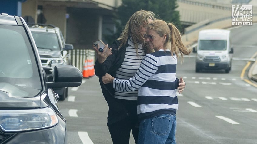 Michelle Troconis drops off a family member at Newark Liberty International Airport