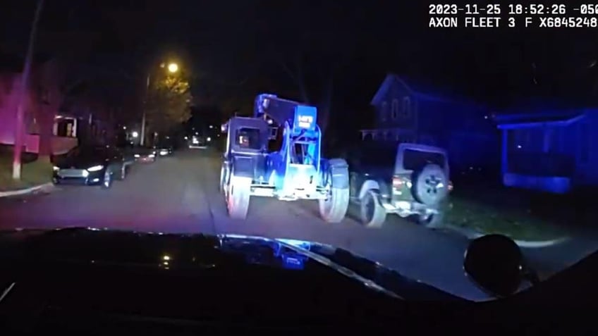 michigan boy steals forklift from middle school leads police on chase officials