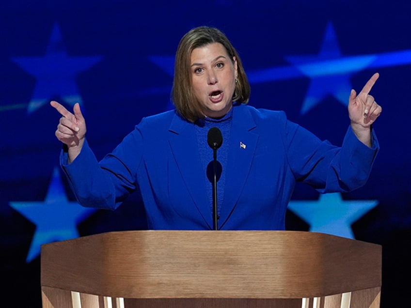 Rep. Elissa Slotkin, D-Mich., speaks during the Democratic National Convention Thursday, Aug. 22, 2024, in Chicago. (AP Photo/J. Scott Applewhite)