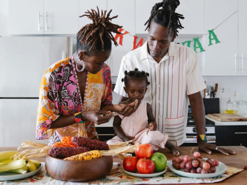 Family celebrating Kwanzaa.