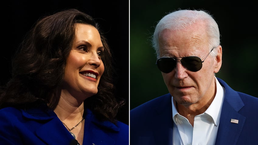 Gretchen Whitmer and Joe Biden split image