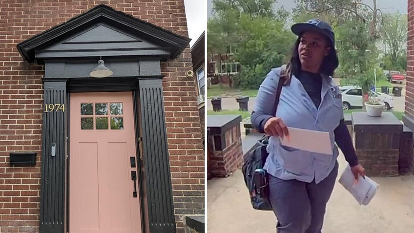 michigan homeowners paint their front door pink sparking viral reaction from us postal worker