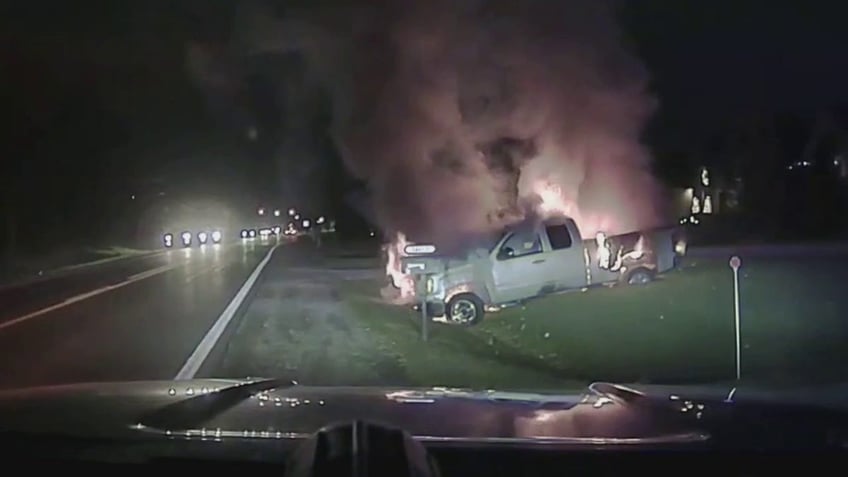 pickup truck on fire