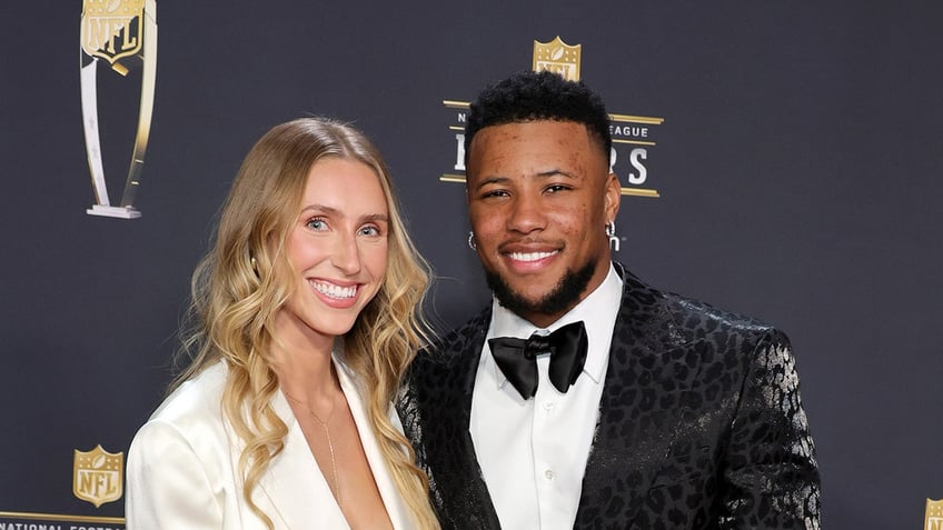 Saquon Barkley and Anna Congdon on red carpet