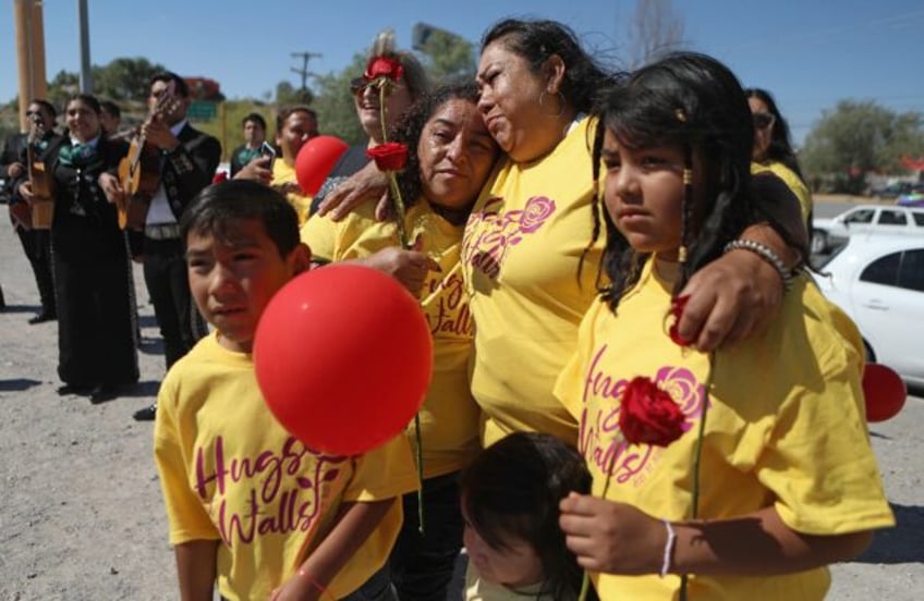 Matilde Rosales, 51, cries after a reunion event for migrant families on the US-Mexico bor