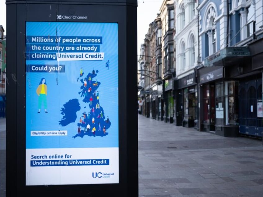 CARDIFF, UNITED KINGDOM - APRIL 04: A sign offering information about universal credit on