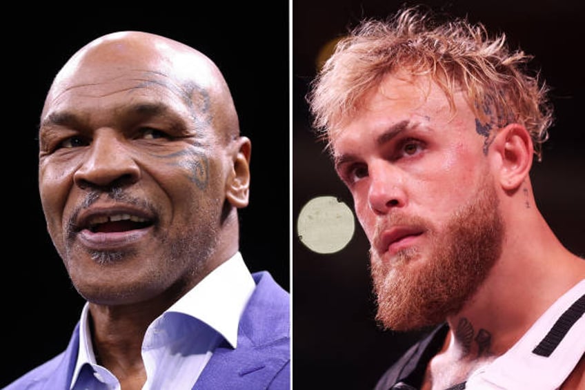 In this composite image a comparison between Former Boxer Mike Tyson and Jake Paul . Tyson and Paul face in July 2024 exhibition fight. GLENDALE,...