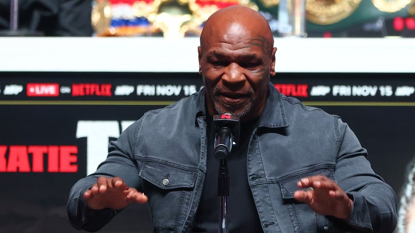 Mike Tyson speaking at presser