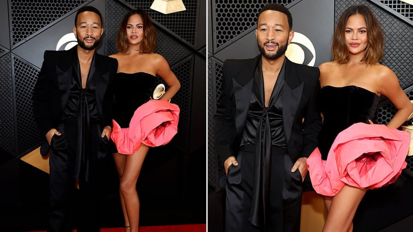 Side by side photos of John Legend and Chrissy Teigen