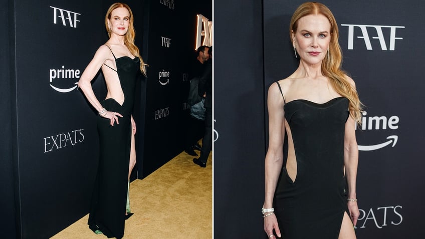 Nicole Kidman in a black dress at the New York premiere of "Expats."