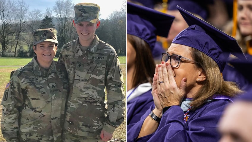 military mom surpised by son at graduation split