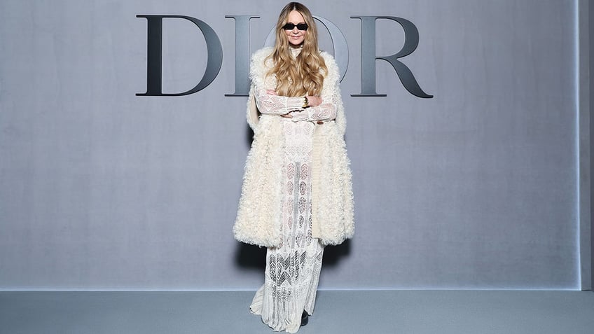 Elle MacPherson at the Dior fashion show in Paris, France.