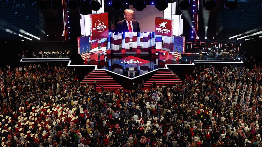 Donald Trump attends Day 1 of the Republican National Convention