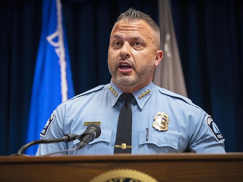 Minneapolis Police Chief Brian O'Hara speaks during a press conference at the Department o