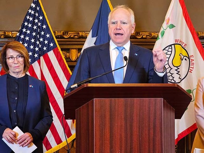 Gov. Tim Walz and leaders of the Minnesota Legislature announce a budget deal during a new