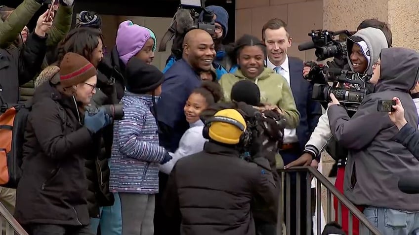 Marvin Haynes smiles after release