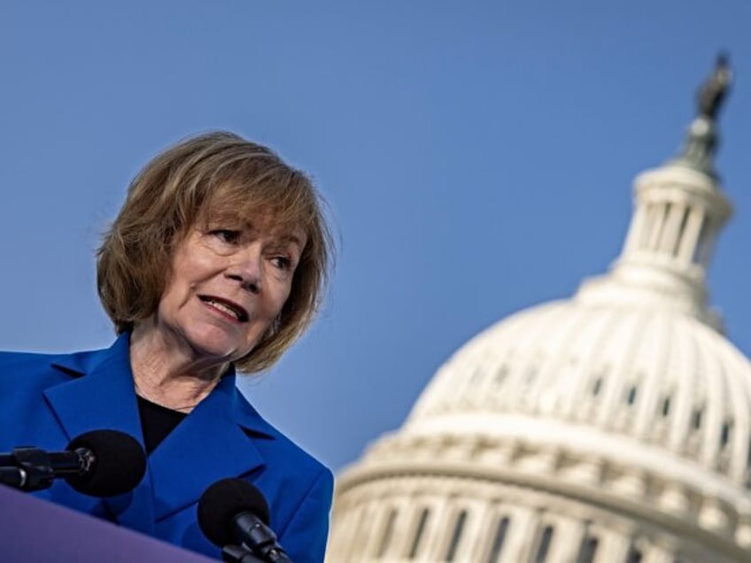 WASHINGTON, DC - JUNE 4: Sen. Tina Smith (D-MN) speaks during a press conference with Sena