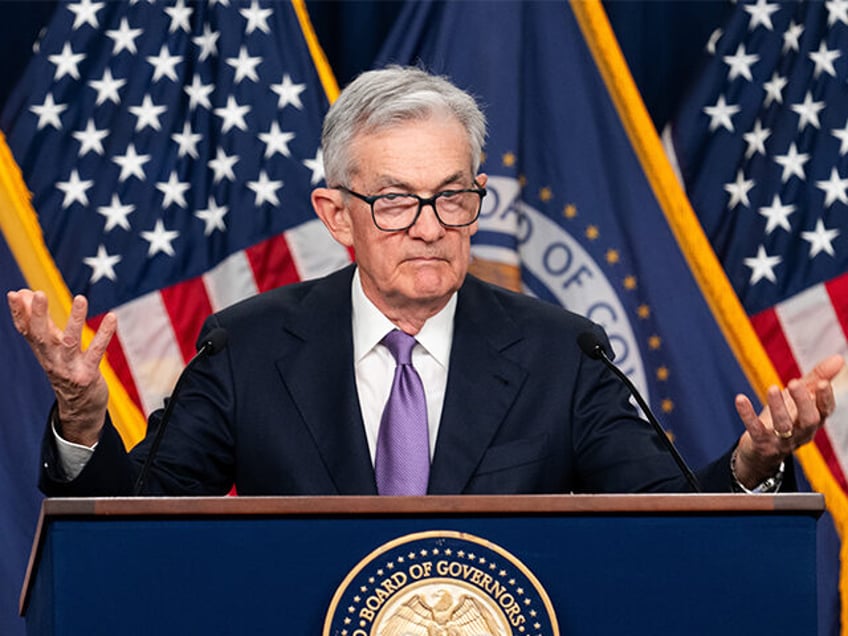 Federal Reserve Chair Jerome Powell attends a press conference in Washington, DC, on Dec. 13, 2023, following the Federal Open Market Committee meeting. (Liu Jie/Xinhua via Getty Images)