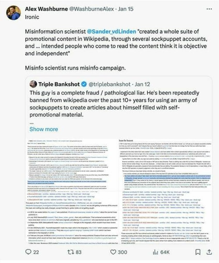 misinformation researcher sander van der linden caught lying spreading misinformation