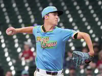 Misiorowski exits Brewers debut with leg cramps after holding Cardinals hitless for 5 innings