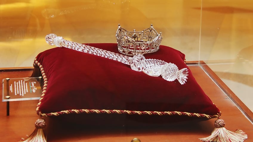 Miss America crown sits on a cushion