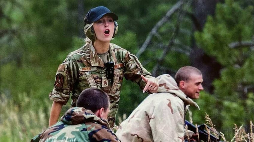 Madison Marsh on the field in military gear