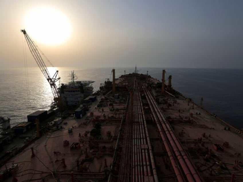 This picture shows the deck of the beleaguered Yemen-flagged FSO Safer oil tanker in the Red Sea off the coast of Yemen's contested western province of Hodeida on July 15, 2023. A UN-owned ship arrived off Yemen on July 16 for a risky operation to pump more than a million …