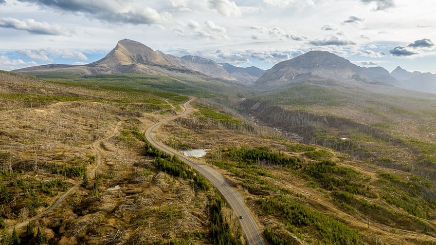 aerial view glacier national park