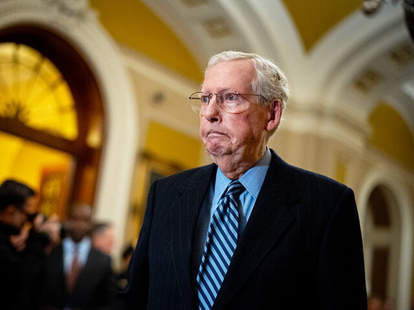 U.S. Senate Minority Leader Mitch McConnell (R-KY) arrives for a news conference following