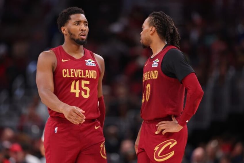 Cleveland duo Donovan Mitchell (left) and Darius Garland helped the Cavaliers to victory o